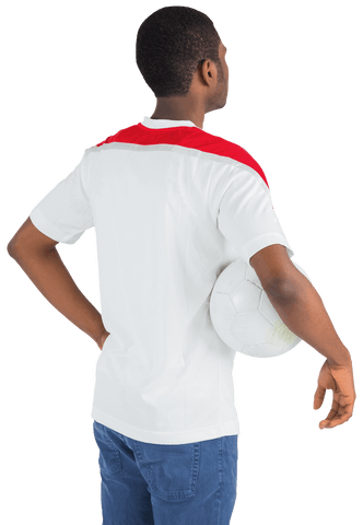 Transparent Football Fan Holding Soccer Ball with Confidence