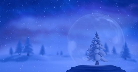 Christmas Tree Snow Globe in Winter Wonderland