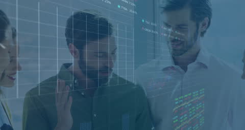 Business Team Analyzing Stock Market Data Visualization