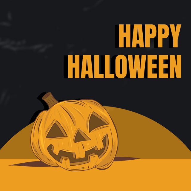 Stylized Jack O Lantern Illustration with Happy Halloween Text - Download Free Stock Templates Pikwizard.com