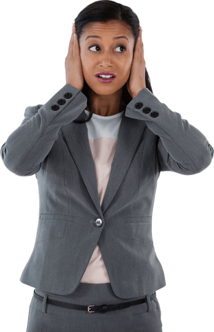 businesswoman covering ears transparent image isolated present moment - Download Free Stock Videos Pikwizard.com