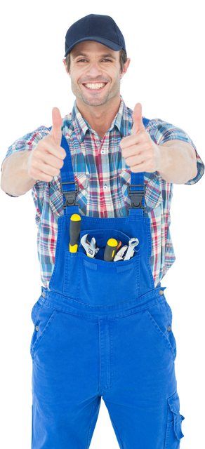 Transparent Background of Confident Plumber Giving Thumbs Up - Download Free Stock Videos Pikwizard.com