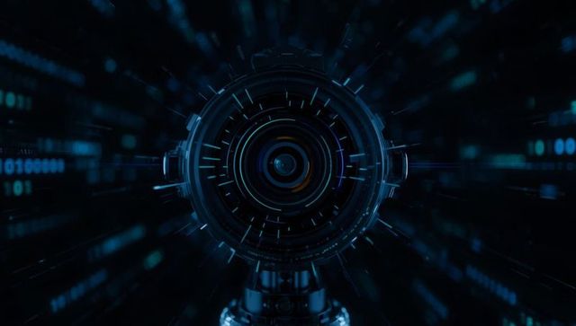 Futuristic Scanning Lens Background Illustrating Technological Advancements
