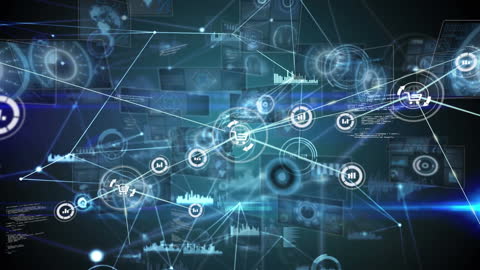 Futuristic Interface with Holographic Network Connections