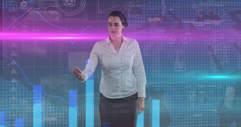 Digital Immersion with Businesswoman Motivated by Global Analytics - Download Free Stock Images Pikwizard.com