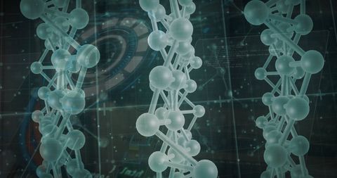 Futuristic dna strands on digital interface background