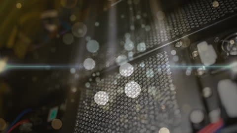 Abstract Lights Overlay on Computer Network Cables