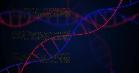 Abstract DNA Helix with Digital Code Overlay on Dark Background - Download Free Stock Images Pikwizard.com