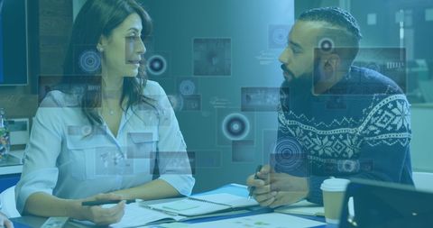 Diverse Group Analyzing Virtual Data with Augmented Reality Overlay