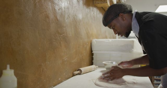 Pizza Chef Preparing Dough for Baking in Commercial Kitchen - Download Free Stock Images Pikwizard.com