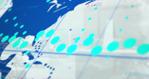 Animated Digital World Map with Data Points Overlay