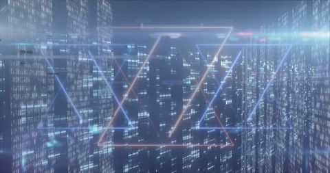 Futuristic Digital Grid Over Global Financial Data Cityscape - Download Free Stock Images Pikwizard.com