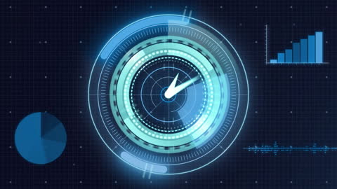 Futuristic Digital Interface with Scanning Motion and Data Visualization