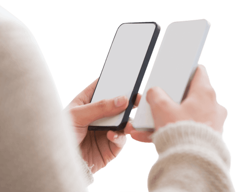 transparent comparison of two smartphones in hands - Download Free Stock Videos Pikwizard.com