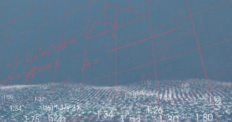Math formulas and numbers with digital glitter effect