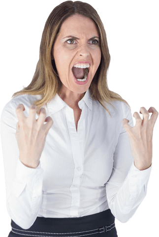 transparent angry businesswoman yelling with open mouth - Download Free Stock Videos Pikwizard.com