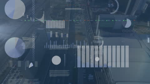 Cityscape Data Processing Animated Interface Concept