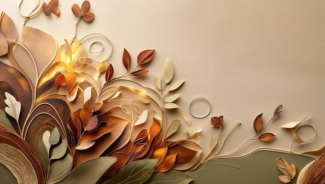 Elegant Paper Cut Leaves and Petals with Warm Glow
