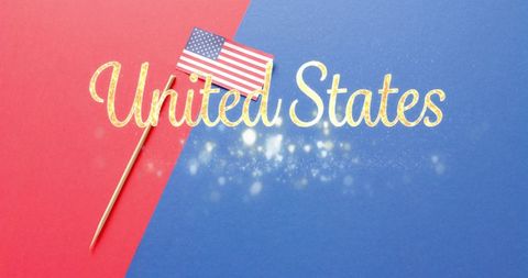 United states text on patriotic red and blue background