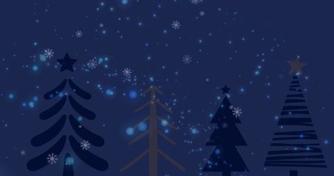 Blue Christmas Wonderland with Falling Snowflakes