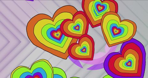 Colorful Rainbow Hearts Celebrating LGBTQI+ Unity and Pride