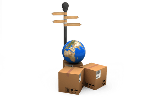 transparent signpost with globe and cardboard boxes - Download Free Stock Videos Pikwizard.com