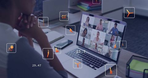 Woman Engaging in Video Conference with Sustainable Energy Focus