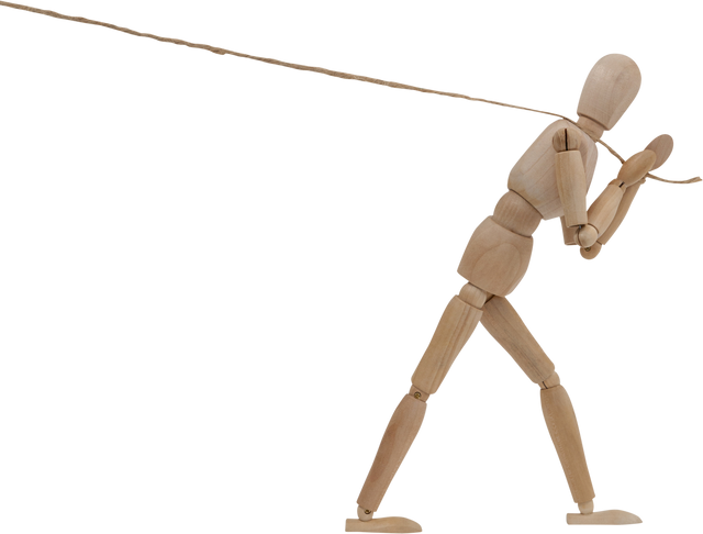 Transparent Wooden Figurine Pulling a Rope Facing Resistance - Download Free Stock Videos Pikwizard.com