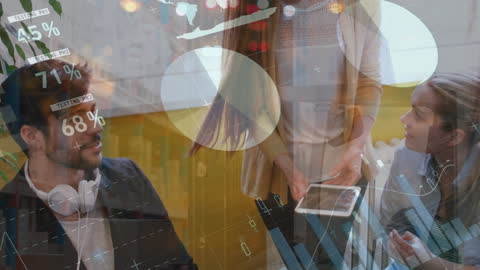 Digital Collaboration Amidst Animated Data in Modern Office