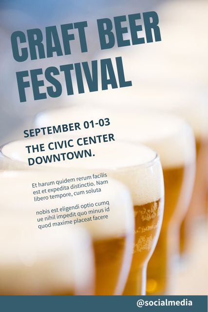 Craft Beer Festival Advertisement with Frosty Beer Glasses - Download Free Stock Templates Pikwizard.com