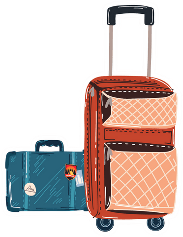 Bright Two-Piece Luggage Set on Transparent Background