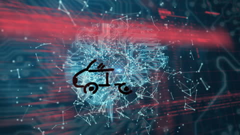 Abstract Cybernetic Car and Brain Interface Hologram Illustration