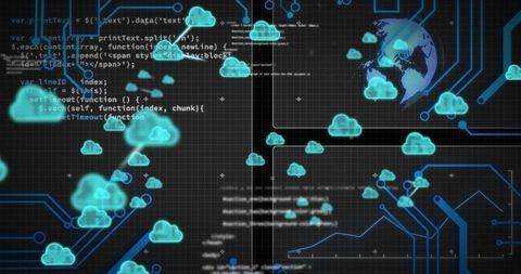 Futuristic Digital Interface with Cloud Computing Symbols - Download Free Stock Images Pikwizard.com