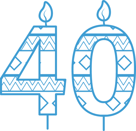 Transparent Blue Birthday Number 40 with Candles Vector