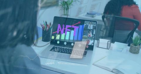 Virtual NFT Presentation on Conference Call in Office Environment