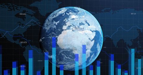 Global Data Visualization with Earth and Chart Elements - Download Free Stock Images Pikwizard.com