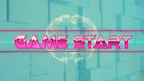 Futuristic Game Start Screen with Digital Brain Illustrations