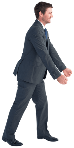 Businessman Walking Overlay with Hands in Air Transparent