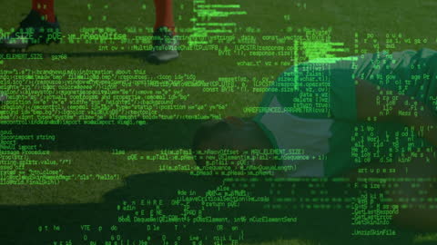 Digital Interface Overlaying Soccer Game Action Scene