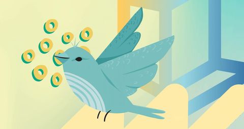 Abstract Green Bird with Digital Accents