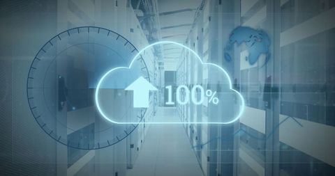 Cloud Data Upload Technology in Modern Server Room - Download Free Stock Images Pikwizard.com