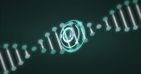 Digital interface scanning dna strand with futuristic hologram