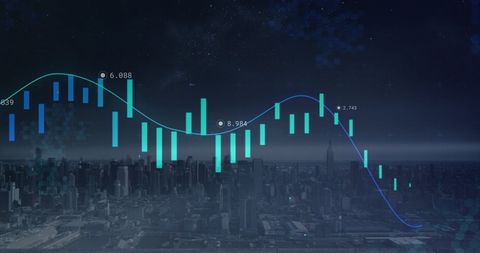 Digital Graph Overlay on Night Cityscape Showing Data Analytics - Download Free Stock Images Pikwizard.com