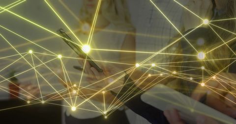 Business professionals utilizing digital connective networks
