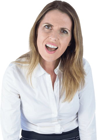 Portrait of surprised businesswoman on transparent background