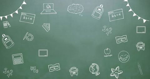 Chalkboard with Educational Doodles Celebrating Substitute Teacher Day