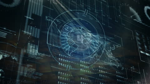 Futuristic Digital Interface with Global Data Animation