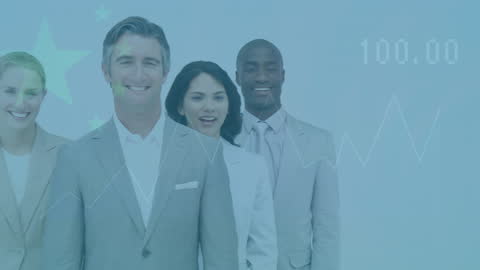 Global Business Team with Data Analytics Theme