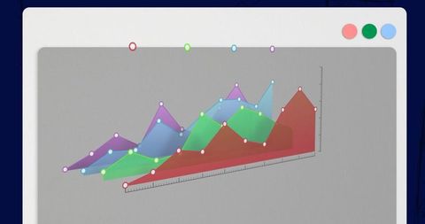 Colorful 3d graph analytics on digital screen interface