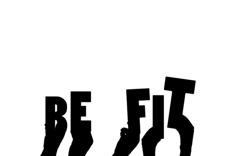 Minimalist Hands Holding 'Be Fit' Symbol on Transparent Background